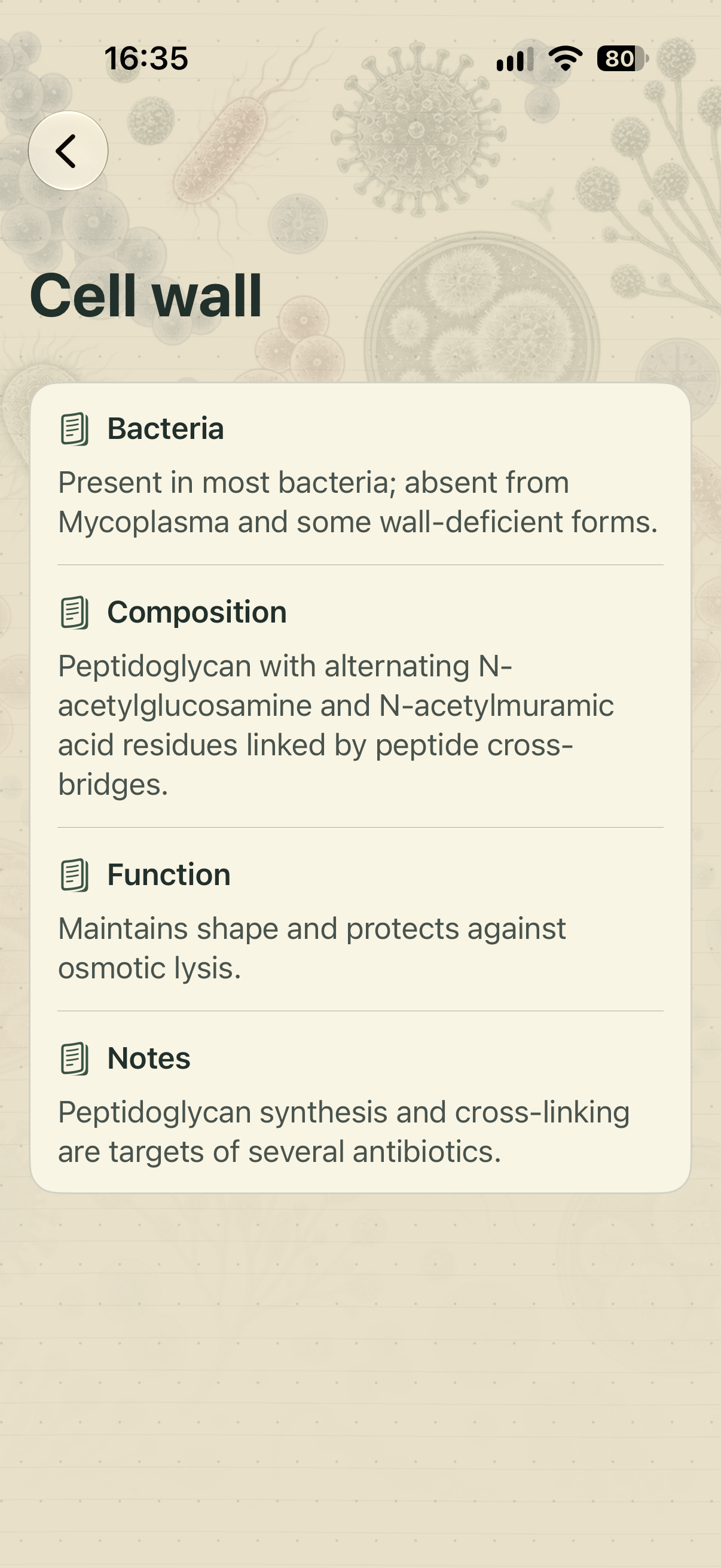 Cell wall reference details